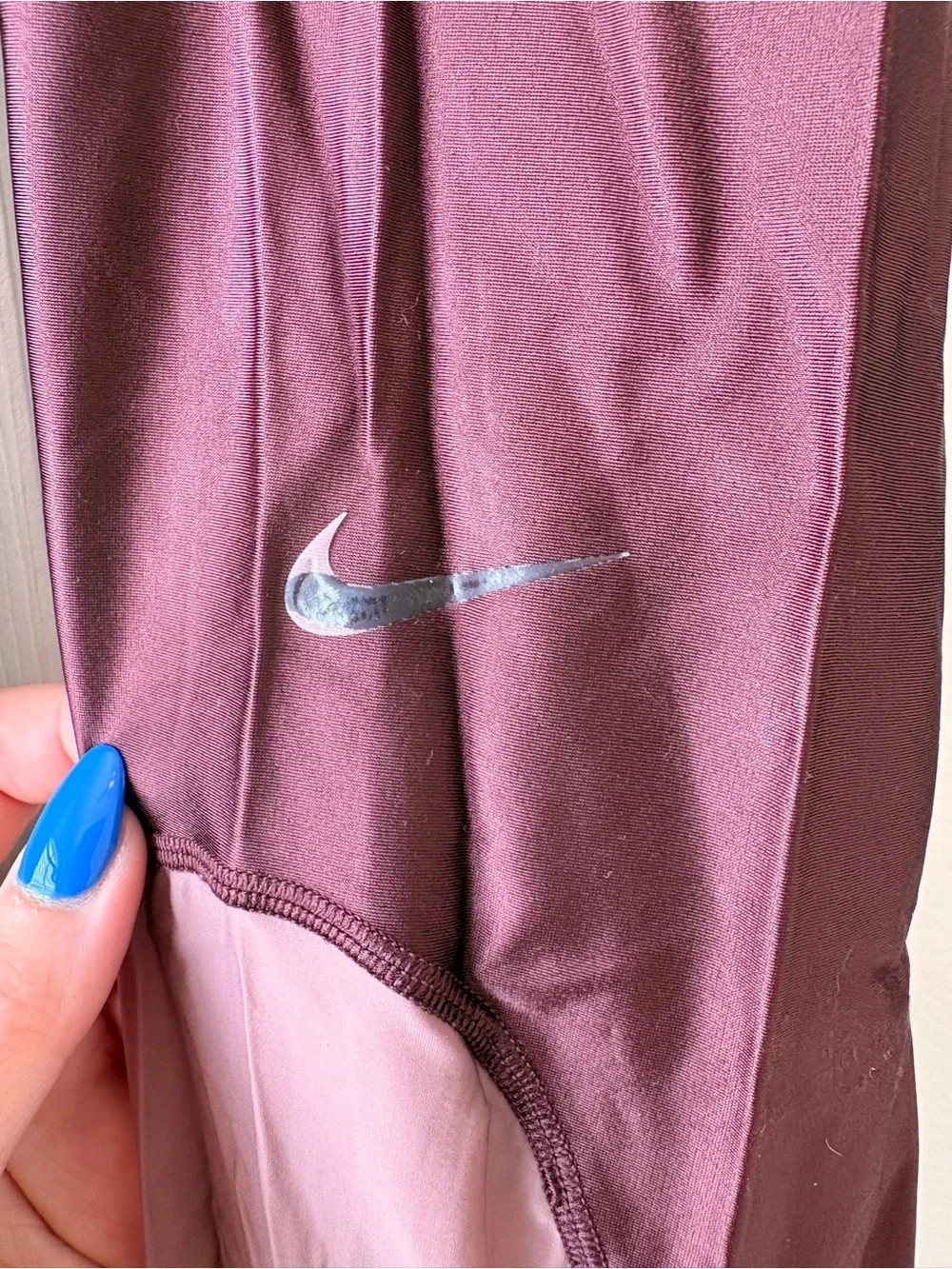 Nike Pro Maroon and Pink Colorblock Leggings